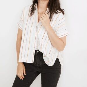 Madewell Shirt Womens M Daily Shirt in Jacquard Rainbow Stripe Button down Boxy